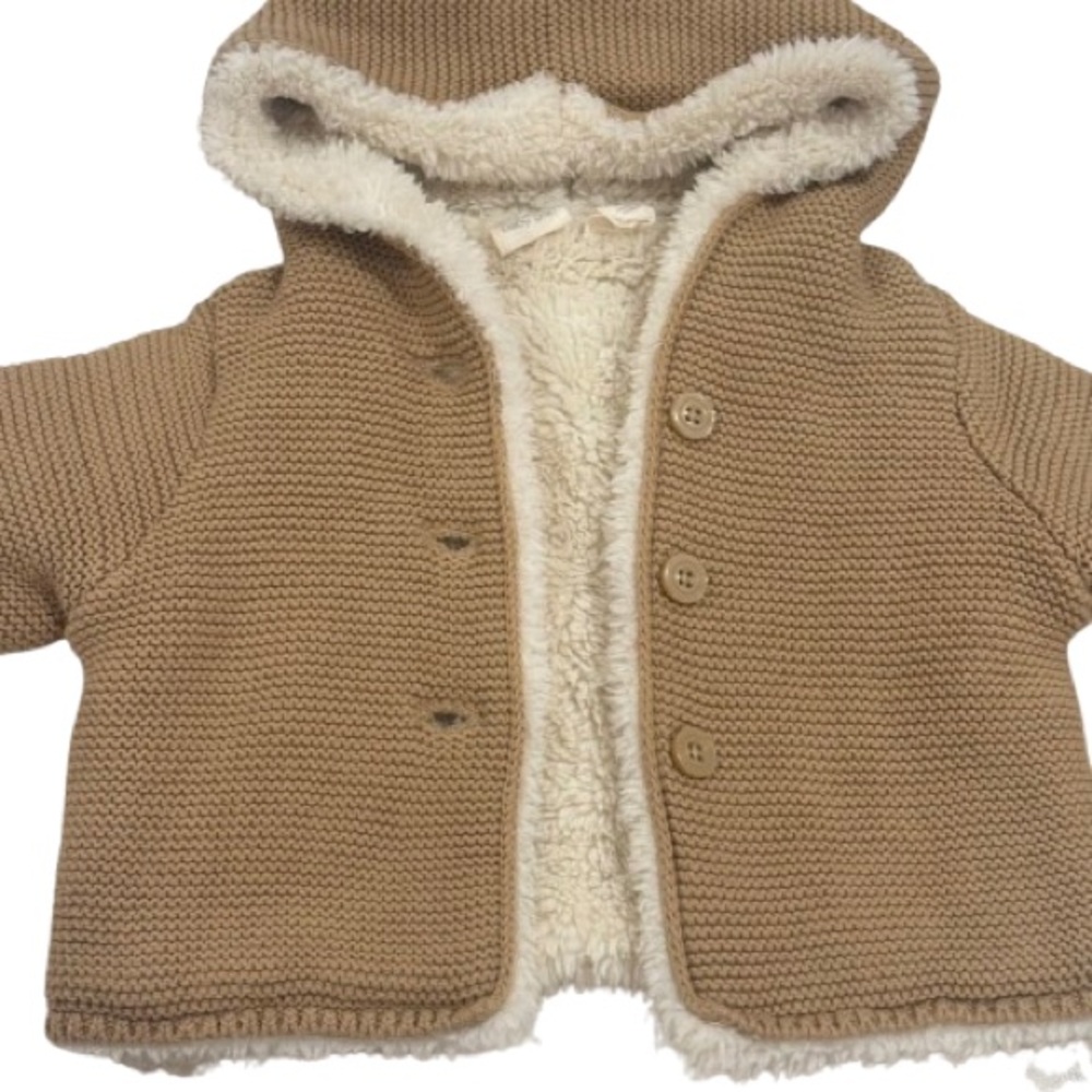 GAP Tan and Cream Puffer Jacket with Hood